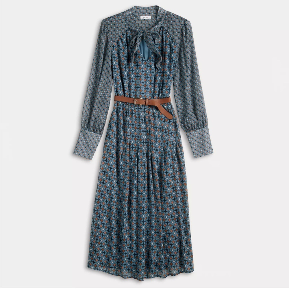 Nine West Blue and Brown Midi Dress